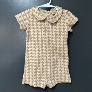 Kate Quinn Collared Print Shortie Snap Romper 18-24m Organic Cotton Short Sleeve